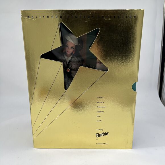 Gone With The Wind Scarlet O' Hara Barbie DOLL White & Black DRESS NRFB - Picture 2 of 7